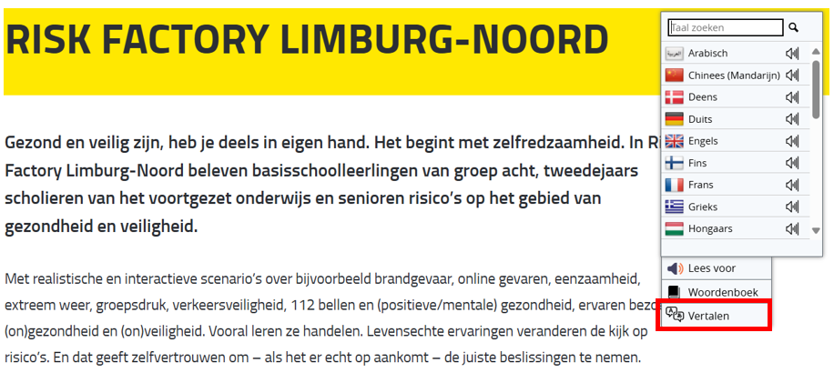 readspeaker vertalen voorbeeld