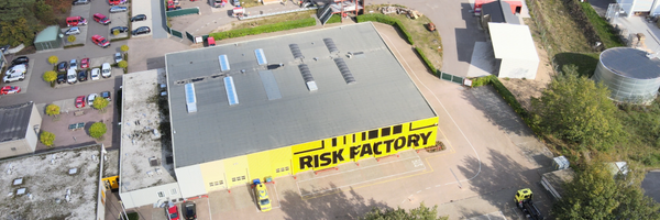Dronebeelden van het gebouw Risk Factory Limburg-Noord